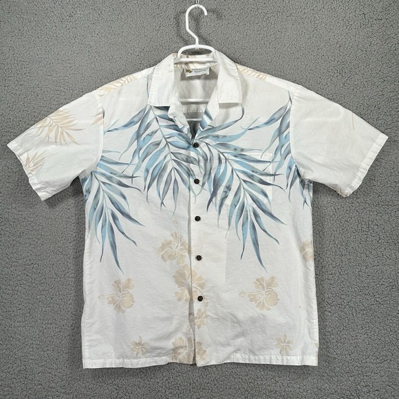 Other - Alohawears Hawaiian Shirt Mens Vintage Beige Hibiscus Floral Cotton Size L Aloha